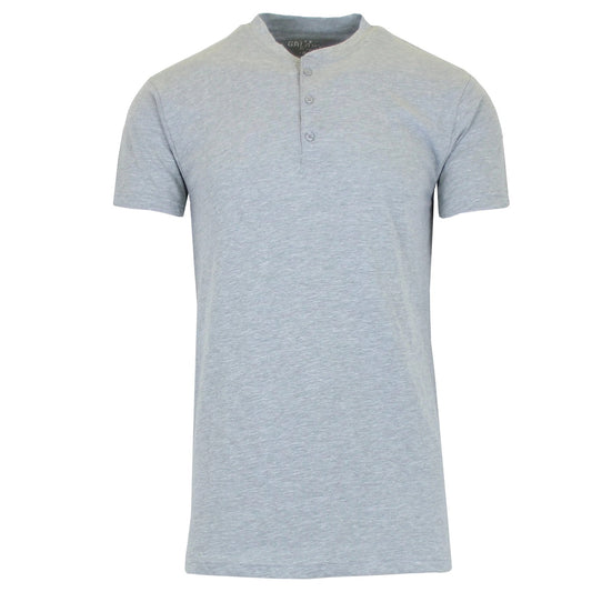 24 Pack Men's Classic Henley T-Shirt -  Heather Grey