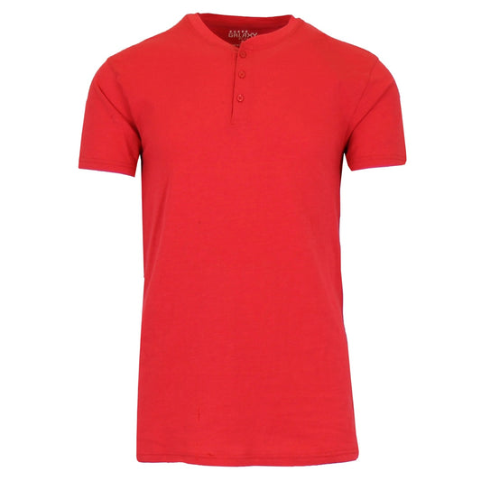 24 Pack Men's Classic Henley T-Shirt -  Red