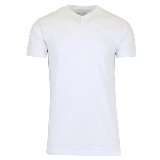 24 Pack Men's Classic Henley T-Shirt -  White