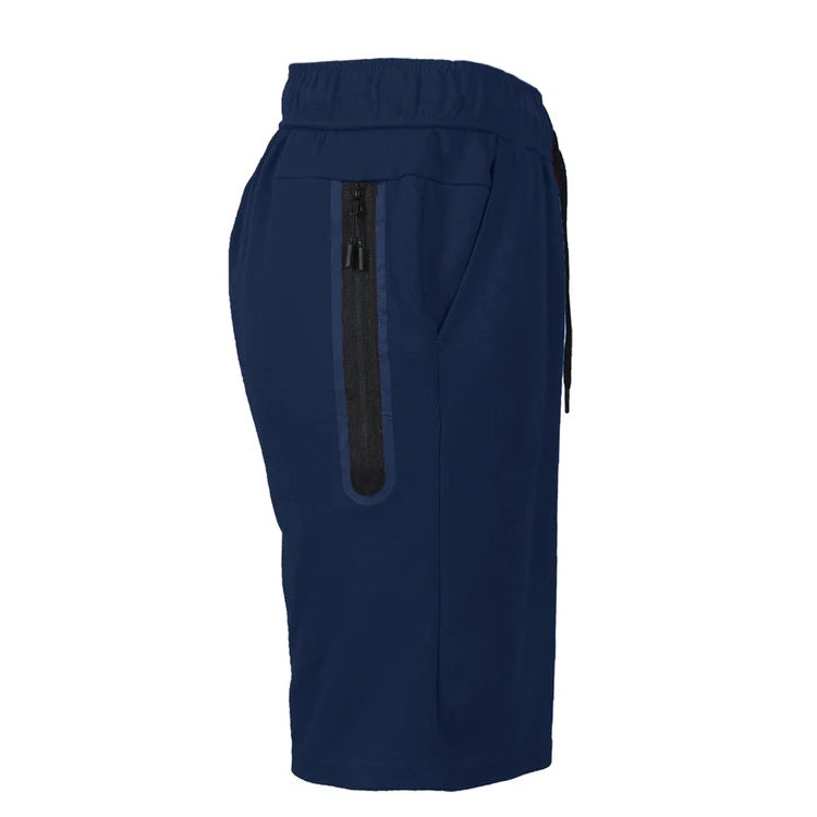 24 Pack Men's Tech Fleece Shorts with Long Zipper Side Pocket - Navy