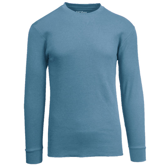 36 Pack Men's Thermal Crewneck Long Sleeve Shirt - Sky Blue
