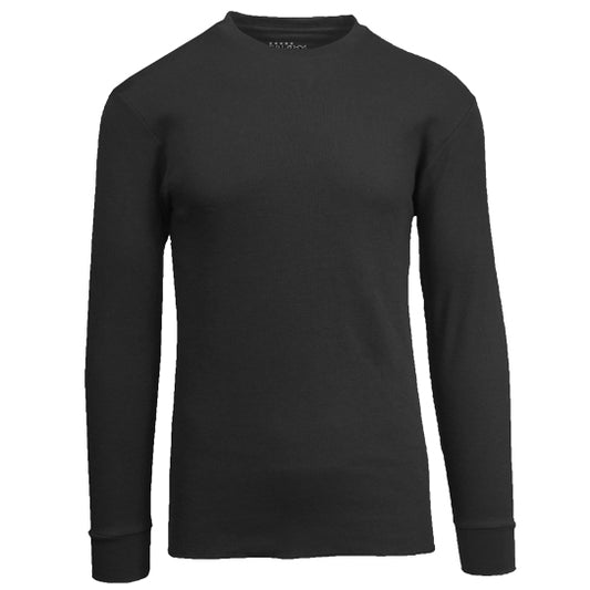 36 Pack Men's Thermal Crewneck Long Sleeve Shirt - Black