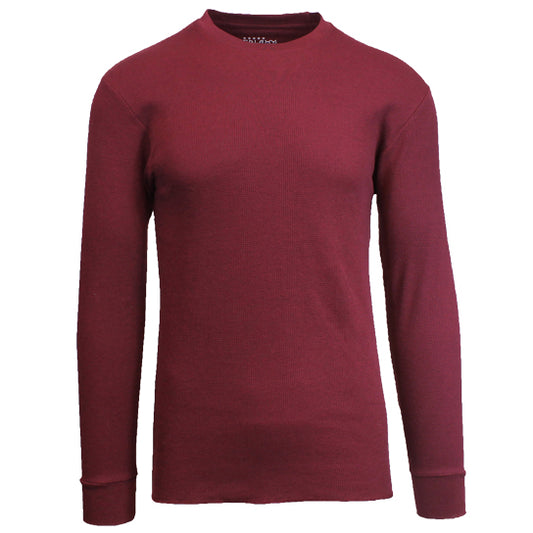 36 Pack Men's Thermal Crewneck Long Sleeve Shirt - Burgundy