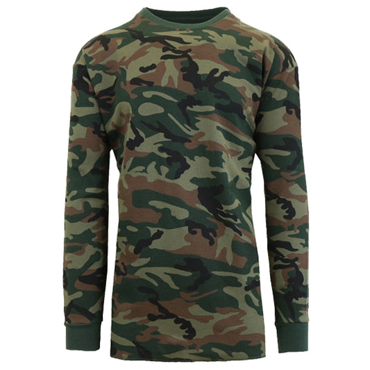36 Pack Men's Thermal Crewneck Long Sleeve Shirt - Camo