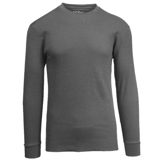 36 Pack Men's Thermal Crewneck Long Sleeve Shirt - Charcoal