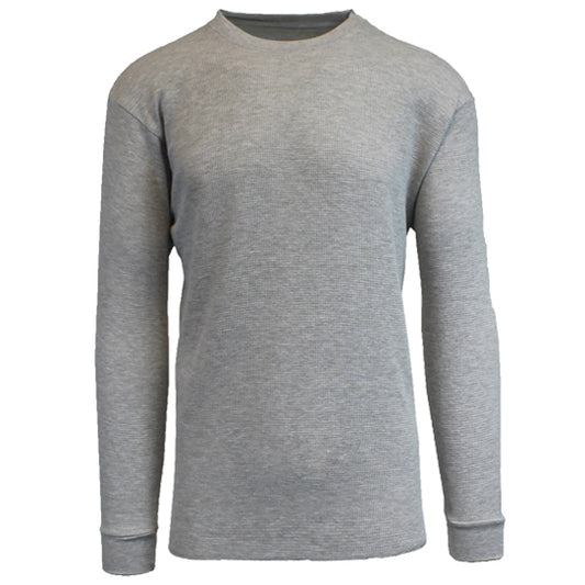 36 Pack Men's Thermal Crewneck Long Sleeve Shirt - Grey