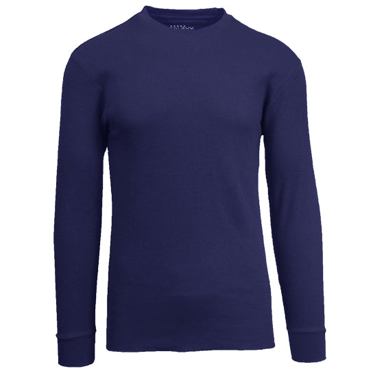 36 Pack Men's Thermal Crewneck Long Sleeve Shirt - Navy