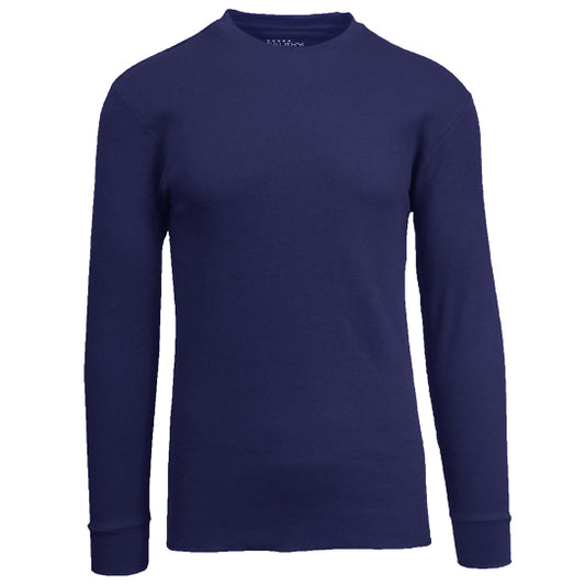 36 Pack Men's Thermal Crewneck Long Sleeve Shirt - Navy