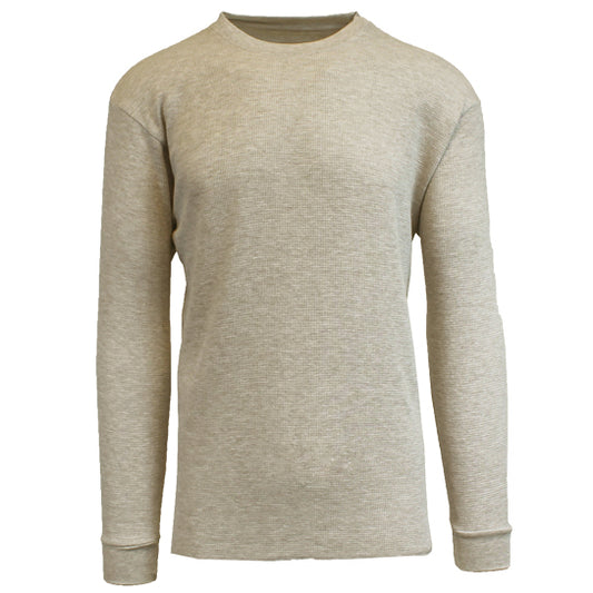36 Pack Men's Thermal Crewneck Long Sleeve Shirt - Oatmeal