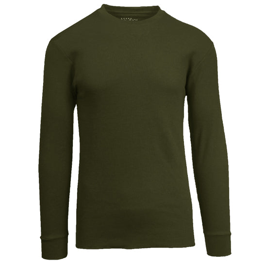 36 Pack Men's Thermal Crewneck Long Sleeve Shirt - Olive