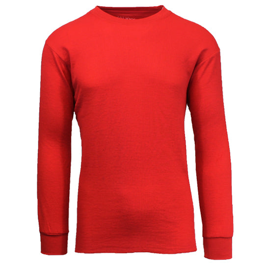 36 Pack Men's Thermal Crewneck Long Sleeve Shirt - Red