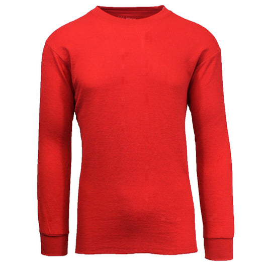 36 Pack Men's Thermal Crewneck Long Sleeve Shirt - Red