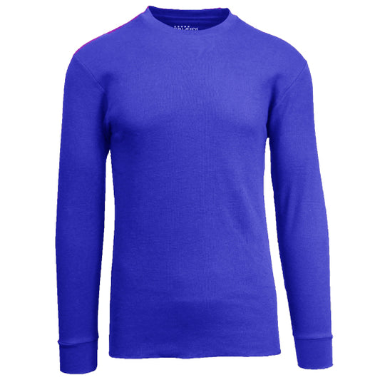 36 Pack Men's Thermal Crewneck Long Sleeve Shirt - Royal Blue