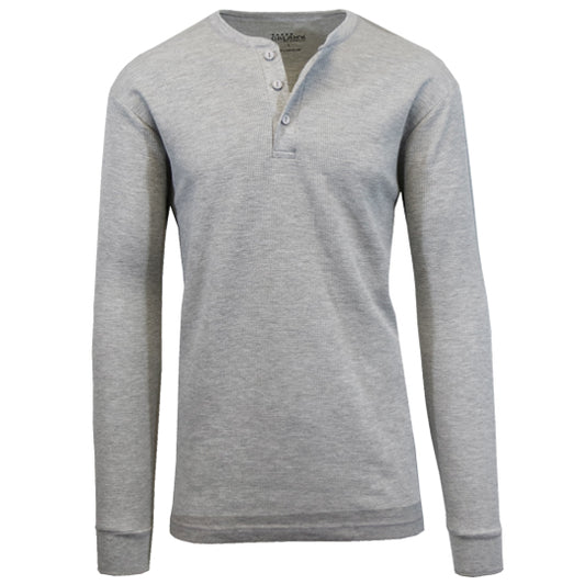 36 Pack Men's Thermal Henley Long Sleeve Shirt - Grey