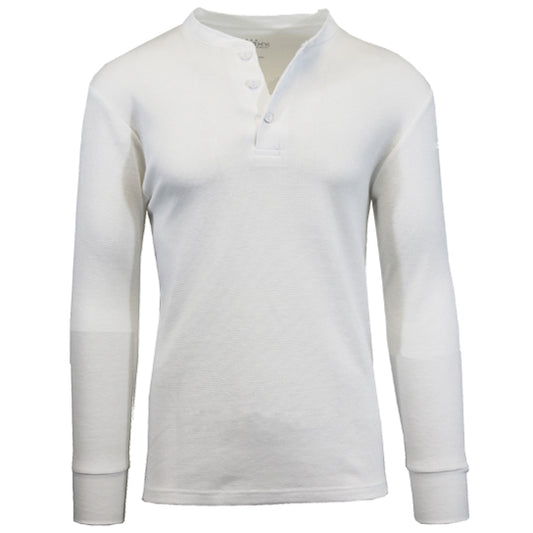 36 Pack Men's Thermal Henley Long Sleeve Shirt - White