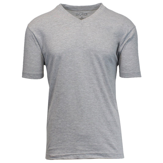 48 Pack Men's Classic V-Neck T-Shirt - Heather Grey