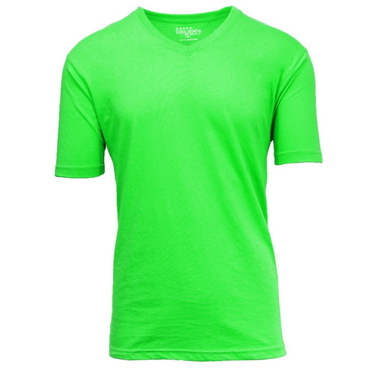48 Pack Men's Classic V-Neck T-Shirt - Neon Green