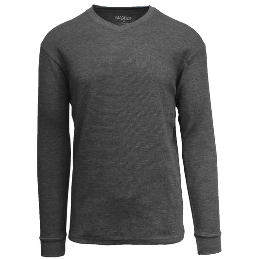 Men's Thermal V-Neck Long Sleeve Shirt - Charcoal