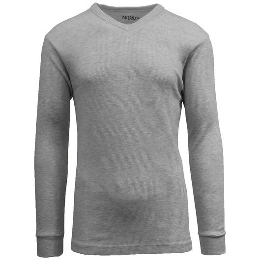 Men's Thermal V-Neck Long Sleeve Shirt - Grey