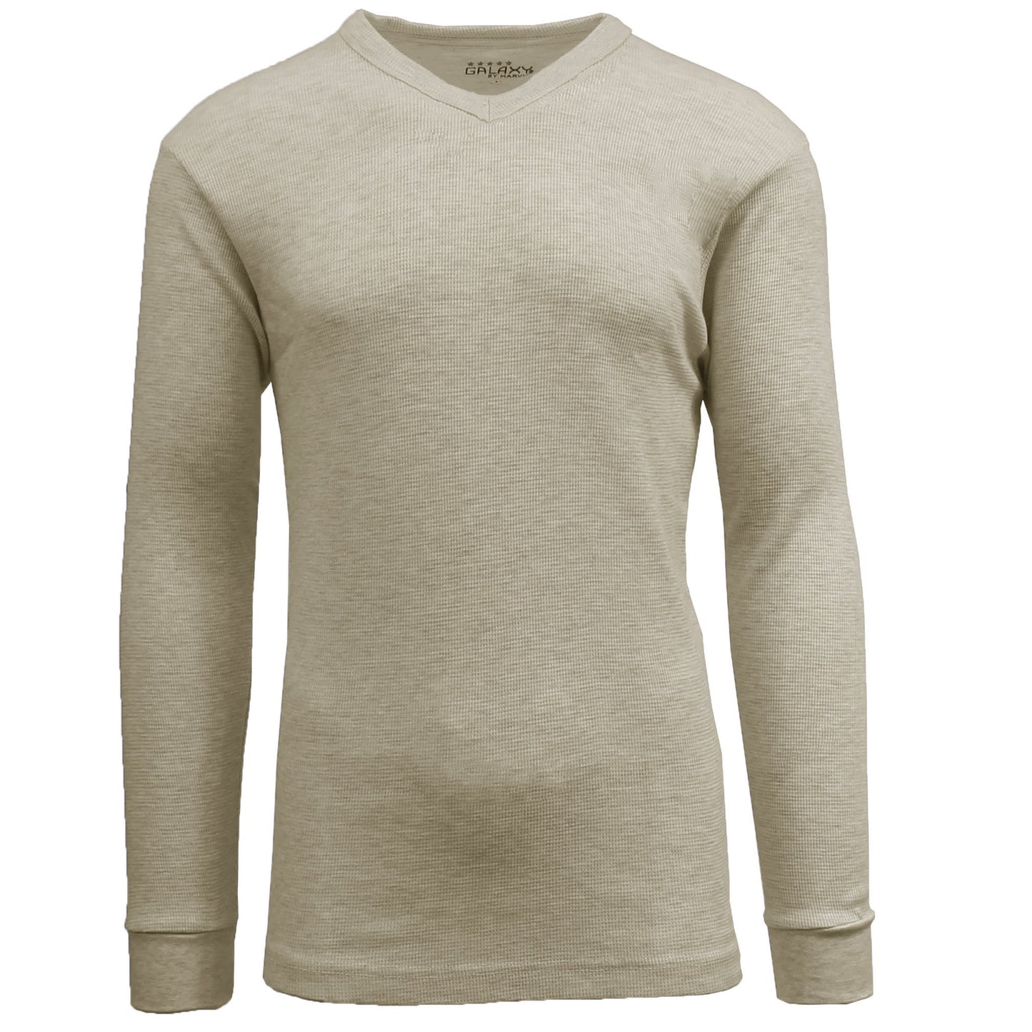 Men's Thermal V-Neck Long Sleeve Shirt - Oatmeal