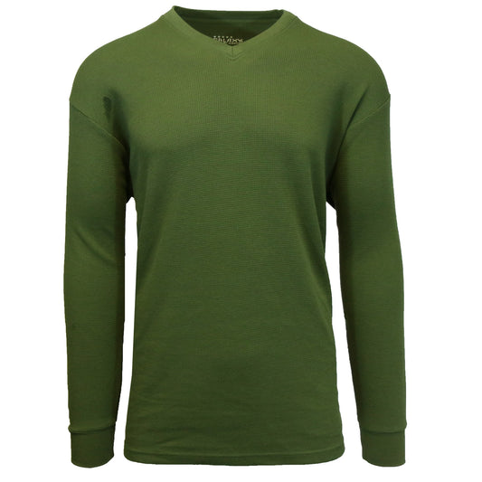 Men's Thermal V-Neck Long Sleeve Shirt - Olive