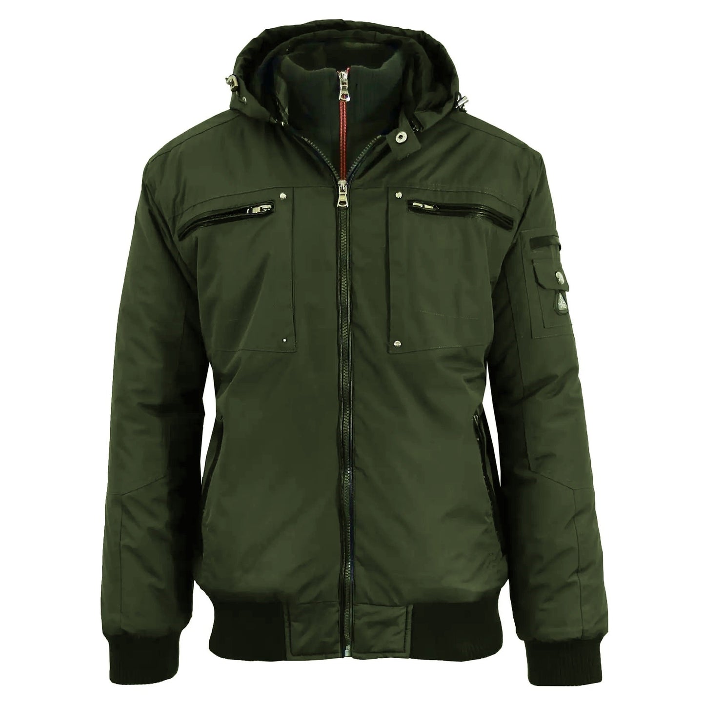 24 Pack Men's Heavyweight Motorcycle Bomber Jacket - Olive