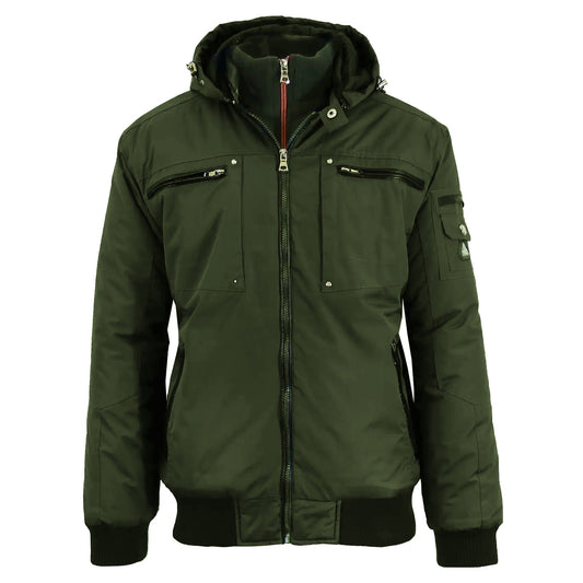 24 Pack Men's Heavyweight Motorcycle Bomber Jacket - Olive