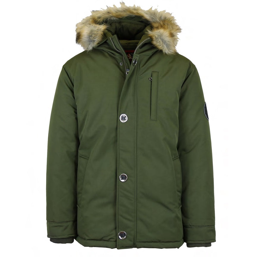 24 Pack Men's Heavyweight Parka Jacket with Fur Hood – Black