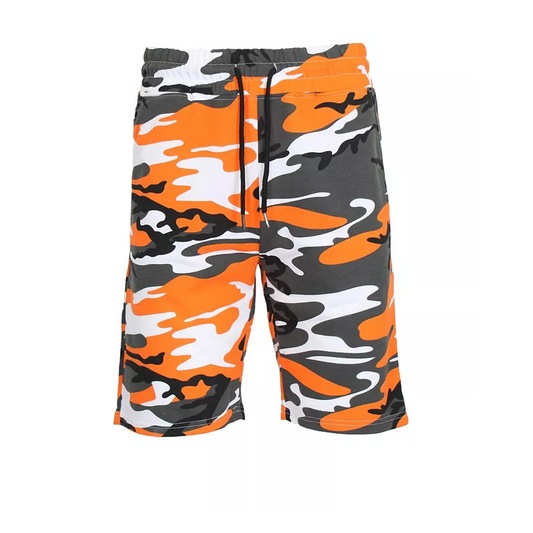 24 Pack Men's Camo Lightweight Fleece Shorts - Orange Camo