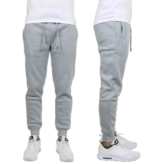 24 Pack Men's Fleece Jogger Sweatpants - Heather Grey