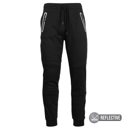 Men's Fleece Joggers With Reflective Pockets - Black