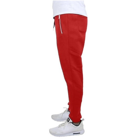 24 Pack Men's Fleece Jogger Sweatpants with Zipper Pockets - Red