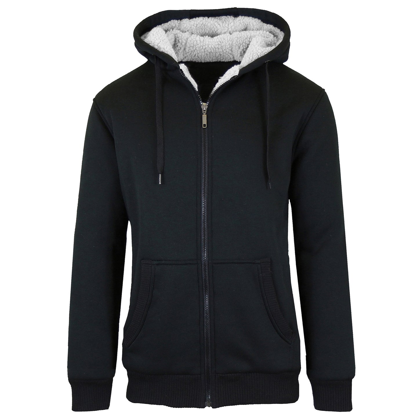 24 Pack Men's Sherpa Lined Zip Up Fleece Hoodie - Black