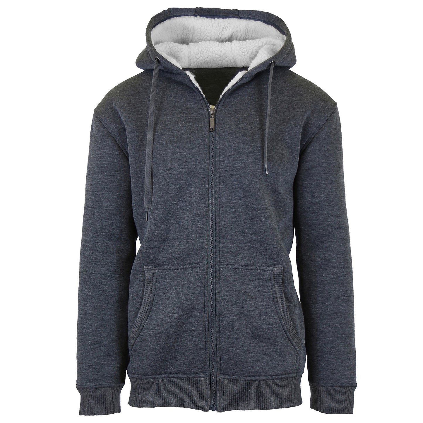 24 Pack - Men's Sherpa Lined Zip Up Fleece Hoodie - Charcoal