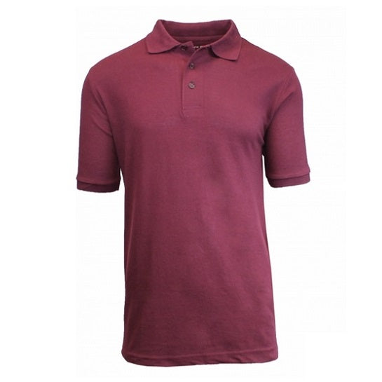 Men's Short Sleeve Pique Polo Shirt in Burgundy