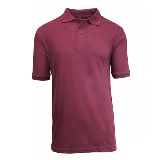 Men's Short Sleeve Pique Polo Shirt in Burgundy