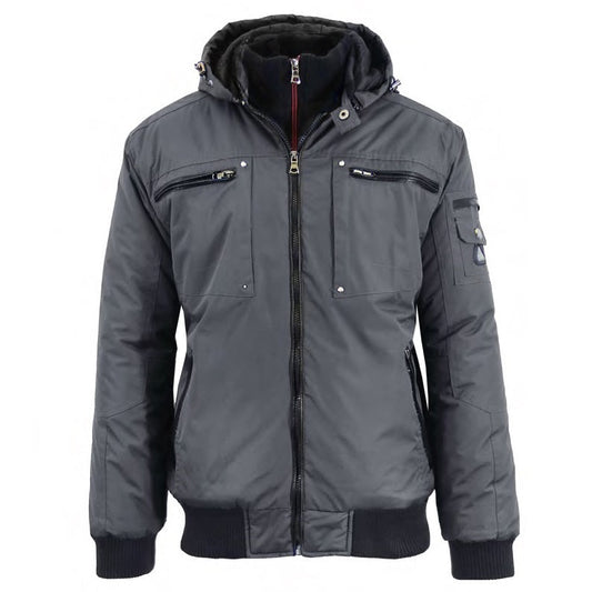 24 Pack Men's Heavyweight Motorcycle Bomber Jacket - Charcoal