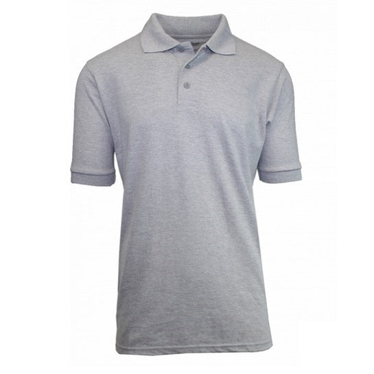 36 Pack Men's Short Sleeve Pique Polo Shirt in Heather Grey