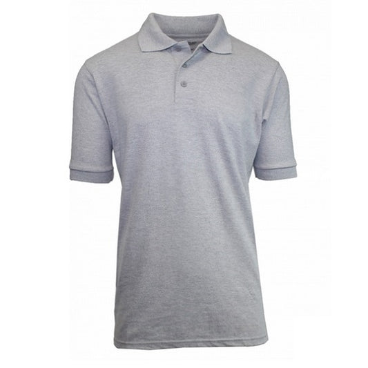 Men's Short Sleeve Pique Polo Shirt in Heather Grey