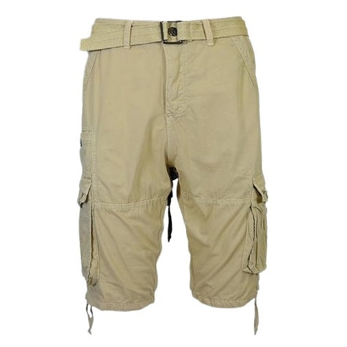 24 Pack Men's Vintage Belted Cargo Shorts - Khaki