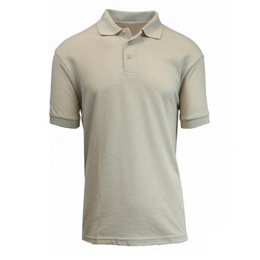 Men's Short Sleeve Pique Polo Shirt in Khaki