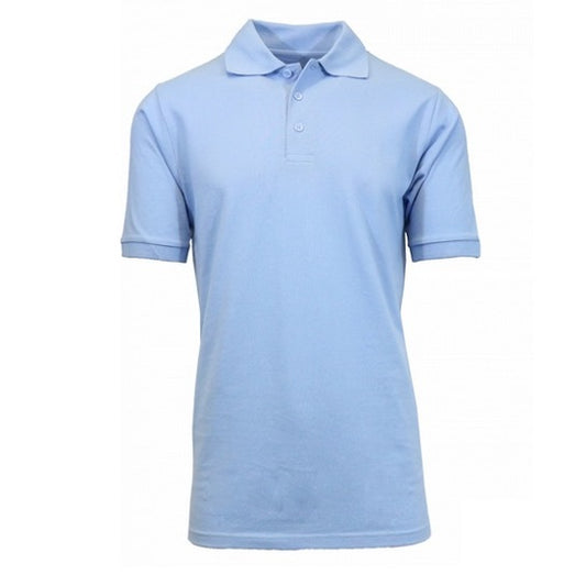Men's Short Sleeve Pique Polo Shirt in Light Blue
