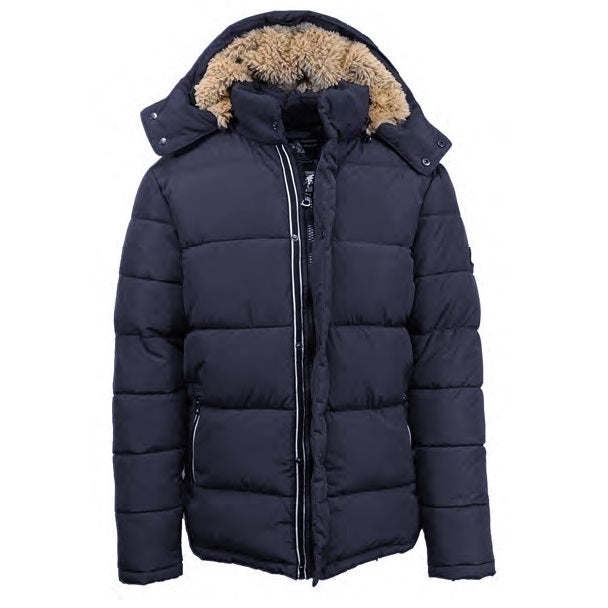 24 Pack Men's Bubble Parka Jacket with Sherpa Lined Hood - Navy