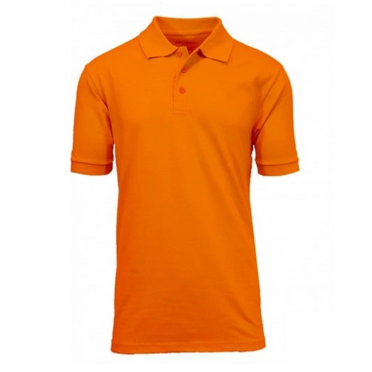 Men's Short Sleeve Pique Polo Shirt in Orange