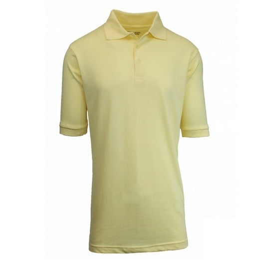 Men's Short Sleeve Pique Polo Shirt in Yellow